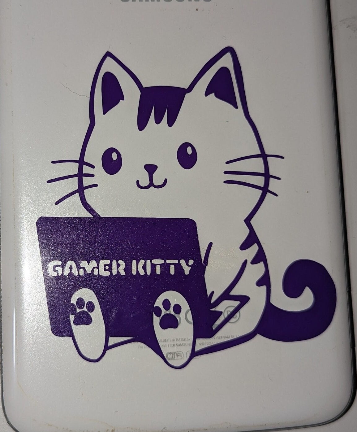 Purple Vinyl Gamer Kitty Sticker  Cartoon Cute