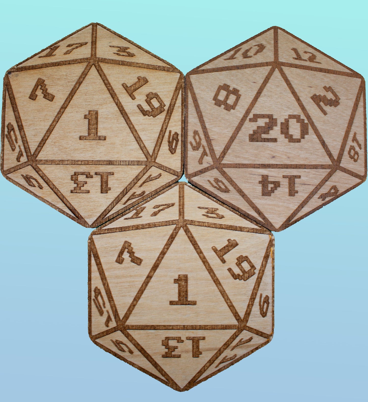 D20 Wood Coin Toss Coaster Set