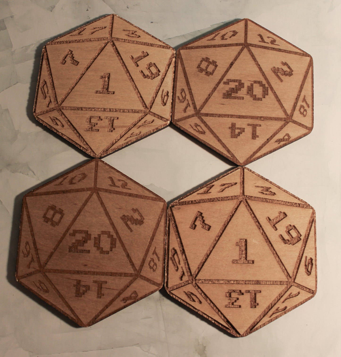 D20 Wood Coin Toss Coaster Set