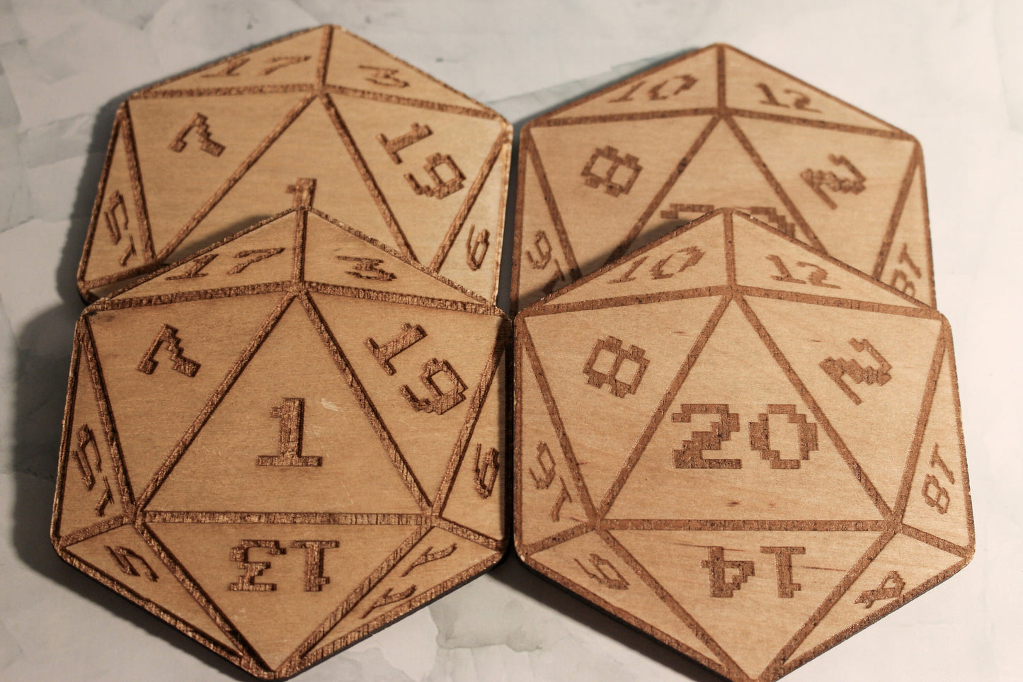 D20 Wood Coin Toss Coaster Set