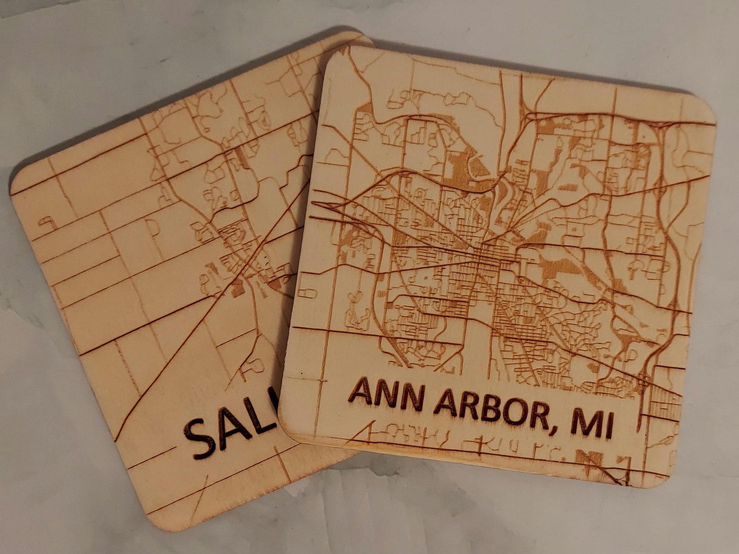 Customized Wooden Map Coasters