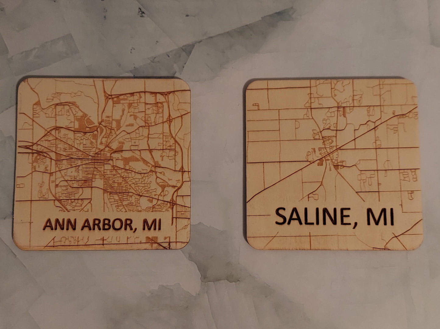 Customized Wooden Map Coasters