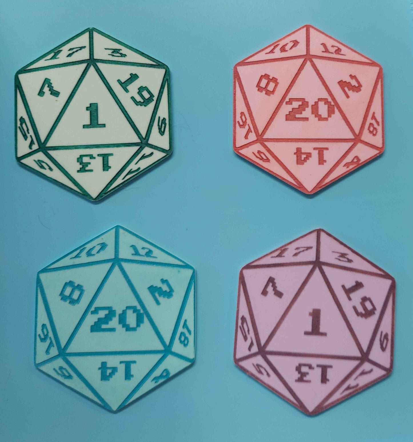 D20 Acrylic Coin Toss Coaster Set (4 coasters)